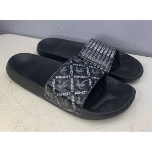 AND1 Men's Slip-on Crossover Slides Slippers Size 13 Black Rubber Shoes